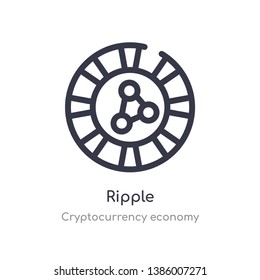 ripple outline icon. isolated line vector illustration from cryptocurrency economy collection. editable thin stroke ripple icon on white background