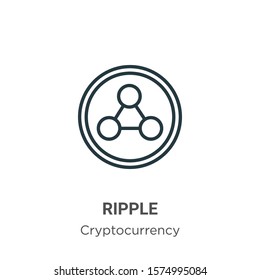 Ripple outline vector icon. Thin line black ripple icon, flat vector simple element illustration from editable cryptocurrency concept isolated on white background