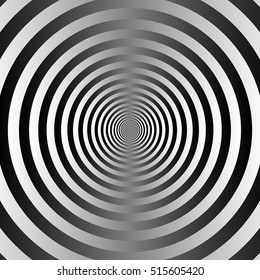 Ripple pattern with concentric circles. Grayscale circular geometric background.