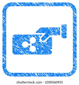 Ripple Payment rubber seal stamp watermark. Icon vector symbol with grunge design and unclean texture inside rounded square. Scratched blue sticker on a white background.