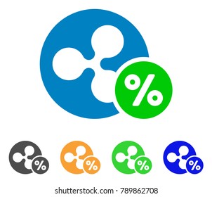 Ripple Percent icon. Vector illustration style is a flat iconic ripple percent symbol with gray, yellow, green, blue color variants. Designed for web and software interfaces.