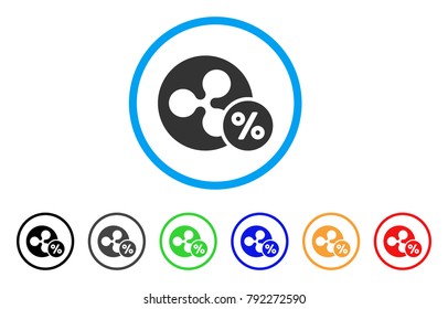 Ripple Percent rounded icon. Style is a flat gray symbol inside light blue circle with additional color versions. Ripple Percent vector designed for web and software interfaces.