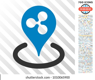 Ripple Place pictograph with 700 bonus bitcoin mining and blockchain icons. Vector illustration style is flat iconic symbols designed for bitcoin software.