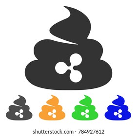 Ripple poo icon. Vector illustration style is a flat iconic ripple poo symbol with gray, yellow, green, blue color versions. Designed for web and software interfaces.