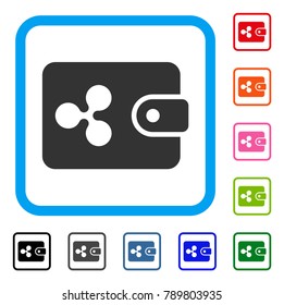 Ripple Pouch icon. Flat gray iconic symbol in a blue rounded frame. Black, gray, green, blue, red, orange color variants of Ripple Pouch vector. Designed for web and application user interface.