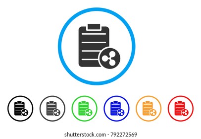 Ripple Price List rounded icon. Style is a flat gray symbol inside light blue circle with bonus color variants. Ripple Price List vector designed for web and software interfaces.