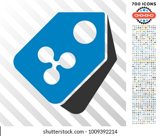 Ripple Price Tags pictograph with 700 bonus bitcoin mining and blockchain graphic icons. Vector illustration style is flat iconic symbols designed for crypto-currency apps.