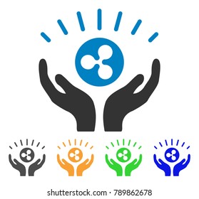 Ripple Prosperity Hands icon. Vector illustration style is a flat iconic ripple prosperity hands symbol with gray, yellow, green, blue color variants. Designed for web and software interfaces.