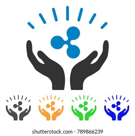 Ripple Prosperity Hands icon. Vector illustration style is a flat iconic ripple prosperity hands symbol with grey, yellow, green, blue color versions. Designed for web and software interfaces.