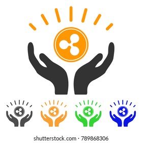 Ripple Prosperity Hands icon. Vector illustration style is a flat iconic ripple prosperity hands symbol with grey, yellow, green, blue color variants. Designed for web and software interfaces.