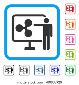 Ripple Public Report icon. Flat grey iconic symbol inside a blue rounded rectangle. Black, gray, green, blue, red, orange color additional versions of Ripple Public Report vector.