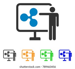 Ripple Public Report icon. Vector illustration style is a flat iconic ripple public report symbol with grey, yellow, green, blue color variants. Designed for web and software interfaces.