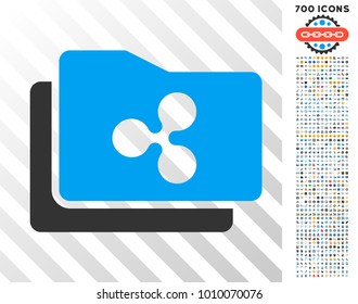 Ripple Purse icon with 700 bonus bitcoin mining and blockchain pictures. Vector illustration style is flat iconic symbols designed for crypto-currency apps.