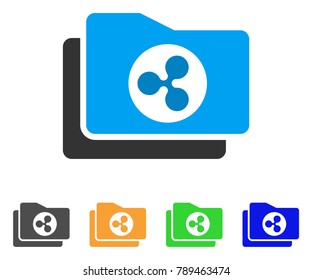 Ripple Purse icon. Vector illustration style is a flat iconic ripple purse symbol with grey, yellow, green, blue color variants. Designed for web and software interfaces.