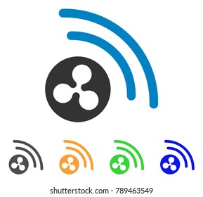 Ripple Radio Signal icon. Vector illustration style is a flat iconic ripple radio signal symbol with gray, yellow, green, blue color versions. Designed for web and software interfaces.