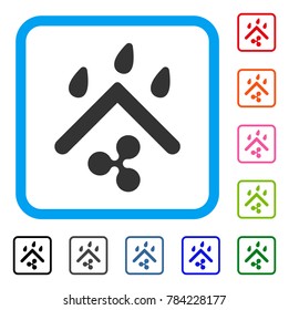 Ripple Rain Protection icon. Flat grey pictogram symbol in a blue rounded squared frame. Black, gray, green, blue, red, orange color additional versions of Ripple Rain Protection vector.