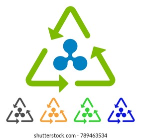 Ripple Recycling icon. Vector illustration style is a flat iconic ripple recycling symbol with gray, yellow, green, blue color versions. Designed for web and software interfaces.