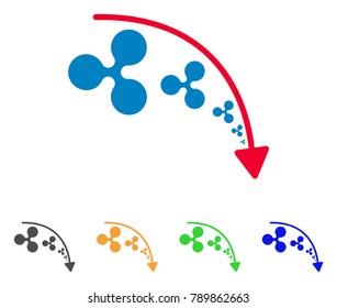 Ripple Reduce Trend icon. Vector illustration style is a flat iconic ripple reduce trend symbol with grey, yellow, green, blue color variants. Designed for web and software interfaces.