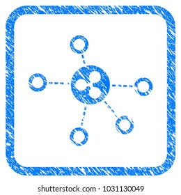 Ripple Relations rubber seal stamp watermark. Icon vector symbol with grunge design and dust texture inside rounded square. Scratched blue stamp imitation on a white background.