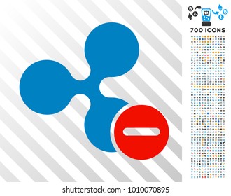 Ripple Remove pictograph with 700 bonus bitcoin mining and blockchain icons. Vector illustration style is flat iconic symbols designed for crypto-currency software.