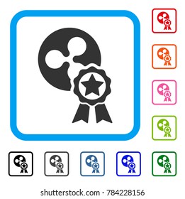Ripple Reward icon. Flat grey iconic symbol inside a blue rounded squared frame. Black, gray, green, blue, red, orange color versions of Ripple Reward vector.