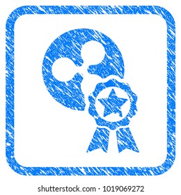 Ripple Reward rubber seal stamp watermark. Icon vector symbol with grunge design and dust texture in rounded square frame. Scratched blue sticker on a white background.
