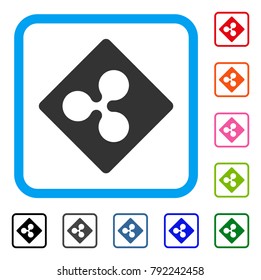 Ripple Rhombus icon. Flat grey pictogram symbol in a blue rounded rectangle. Black, grey, green, blue, red, orange color variants of ripple rhombus vector. Designed for web and software UI.