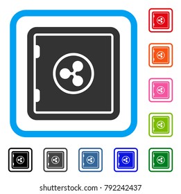 Ripple Safe icon. Flat gray pictogram symbol inside a blue rounded rectangle. Black, grey, green, blue, red, pink color additional versions of ripple safe vector. Designed for web and software UI.