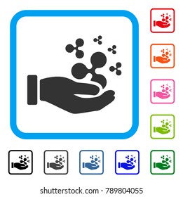 Ripple Salary Hand icon. Flat gray iconic symbol in a blue rounded square. Black, gray, green, blue, red, orange color additional versions of Ripple Salary Hand vector.