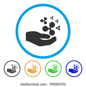 Ripple Salary Hand rounded icon. Style is a flat grey symbol inside light blue circle with bonus colored variants. Ripple Salary Hand vector designed for web and software interfaces.