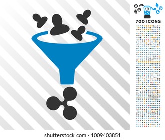 Ripple Sales Funnel pictograph with 700 bonus bitcoin mining and blockchain graphic icons. Vector illustration style is flat iconic symbols designed for crypto-currency apps.