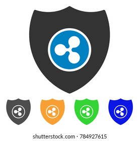 Ripple Shield icon. Vector illustration style is a flat iconic ripple shield symbol with gray, yellow, green, blue color variants. Designed for web and software interfaces.