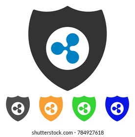 Ripple Shield icon. Vector illustration style is a flat iconic ripple shield symbol with gray, yellow, green, blue color variants. Designed for web and software interfaces.