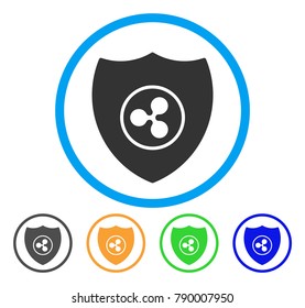 Ripple Shield rounded icon. Style is a flat grey symbol inside light blue circle with additional colored versions. Ripple Shield vector designed for web and software interfaces.