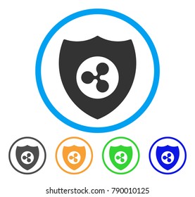 Ripple Shield rounded icon. Style is a flat gray symbol inside light blue circle with bonus colored versions. Ripple Shield vector designed for web and software interfaces.