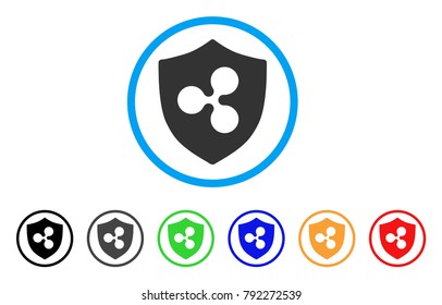 Ripple Shield rounded icon. Style is a flat gray symbol inside light blue circle with bonus color versions. Ripple Shield vector designed for web and software interfaces.