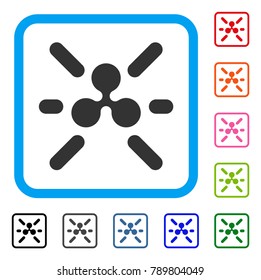 Ripple Shine icon. Flat gray pictogram symbol inside a blue rounded rectangle. Black, gray, green, blue, red, orange color variants of Ripple Shine vector. Designed for web and software interfaces.