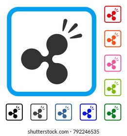 Ripple Shine icon. Flat grey iconic symbol in a blue rounded squared frame. Black, gray, green, blue, red, orange color additional versions of ripple shine vector.