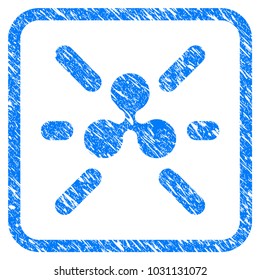 Ripple Shine rubber seal stamp watermark. Icon vector symbol with grunge design and dust texture in rounded squared frame. Scratched blue sticker on a white background.