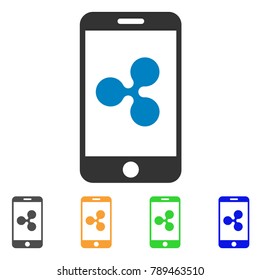 Ripple Smartphone icon. Vector illustration style is a flat iconic ripple smartphone symbol with gray, yellow, green, blue color variants. Designed for web and software interfaces.