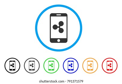 Ripple Smartphone rounded icon. Style is a flat grey symbol inside light blue circle with additional colored variants. Ripple Smartphone vector designed for web and software interfaces.