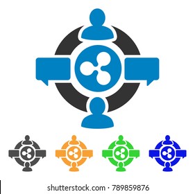 Ripple Social Network icon. Vector illustration style is a flat iconic ripple social network symbol with gray, yellow, green, blue color versions. Designed for web and software interfaces.