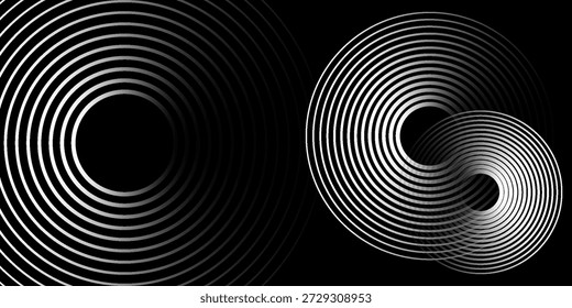 Ripple, sound and sonar waves. Gray abstract background for design.