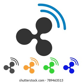 Ripple Source Signal icon. Vector illustration style is a flat iconic ripple source signal symbol with gray, yellow, green, blue color variants. Designed for web and software interfaces.