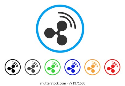 Ripple Source Signal rounded icon. Style is a flat grey symbol inside light blue circle with bonus color versions. Ripple Source Signal vector designed for web and software interfaces.
