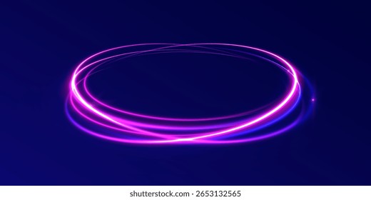 Ripple of sparkle and magic twirl with flying light glow swirl effect in night spiral flash wave power vector bright round shimmer twinkle glitter curve background element

