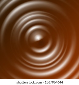 Ripple, splash chocolate waves surface from drop isolated on transparent background. Melted cocoa cream effect top view. Vector circle ripple water, liquid or swirl round texture template.