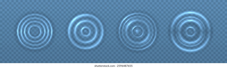 Ripple splash of water waves on the surface of a drop. Realistic splash water. Circle ripple water.