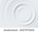 Ripple, splash water waves surface from drop isolated on transparent background. White sound impact effect top view. Vector circle liquid shampoo, cream or gel swirl round texture template