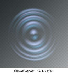 Ripple, splash water waves surface from drop isolated on transparent background. White sound impact effect top view. Vector circle ripple water, liquid or swirl round texture template.